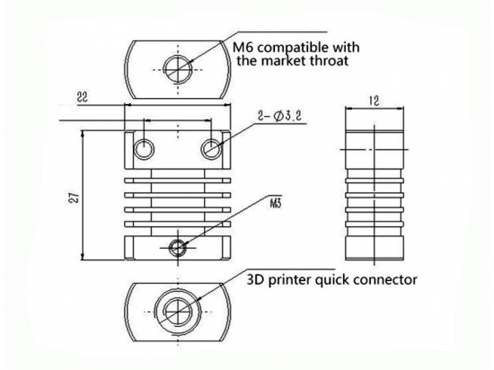Heatsink MK10 E3D V6 / CR8 / CR10 Aluminium